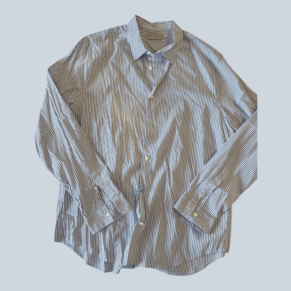 Vince Poplin Buttondown – XL (Navy/White Stripe)